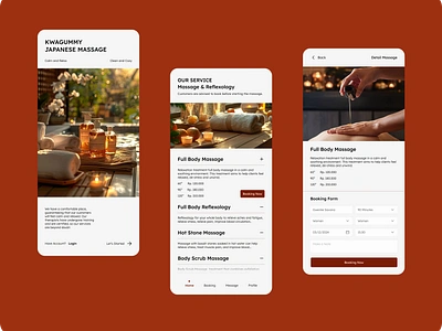 [Mobile UI Design] Massage & Reflexology App applicationmobile bookingapp bookingui brownapp brownmobileui design massageapp mobiledesign ui uiapp uidesign uimobile userinterfacedesign