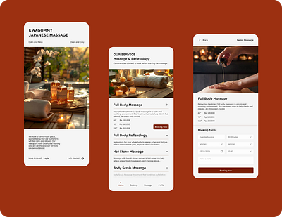 [Mobile UI Design] Massage & Reflexology App applicationmobile bookingapp bookingui brownapp brownmobileui design massageapp mobiledesign ui uiapp uidesign uimobile userinterfacedesign