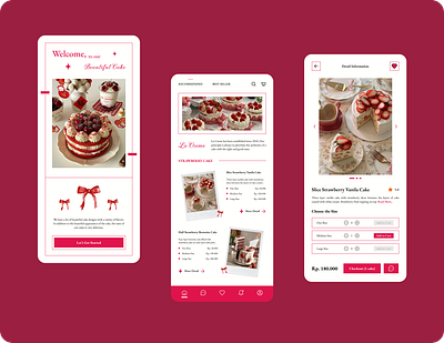 [Mobile UI Design] Cake Purchasing App applicationdesign appui cakeuidesign coquatte cuteuidesign girlyuidesign mobiledesign mobileui pinkuidesign princessuidesign purchasing reduidesign ui uidesign uimobile