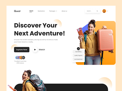 Travel Web Landing Page landing page design mobile app design product design travel landing page design travel landing page ui desig travel web landing page travel web ui design travel website design ui uiux design user experience user interface ux ux research web design