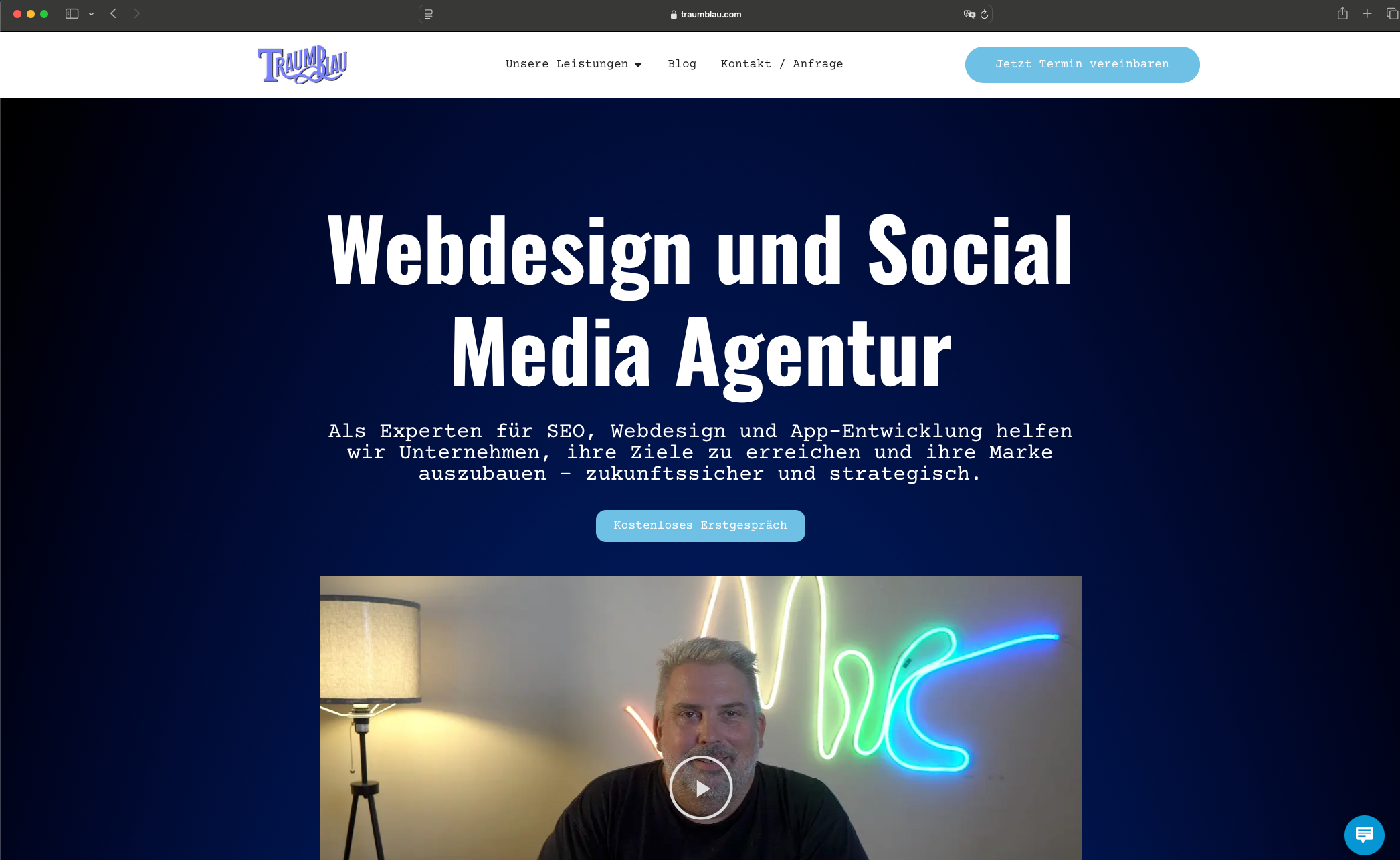 Example of Traumblau Website Design