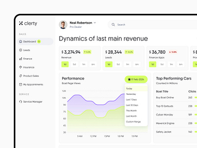 CRM System for Boat Dealers cars crm dashboard deals design finansing managment saas ui ux design