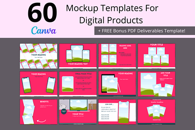 60 Digital Product Mockup Templates Set branding font canva mockup canva templates coach mockups digital mockup digital product templates etsy listing photos etsy mockup