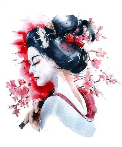 Japan fashion illustration fashion sketch graphic design illustration portrait watercolor watercolor illustration