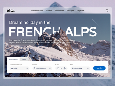 Elite Travel Agency Website UIUX Design accommodation transport experiences travel travel agency travel and hospitality ui travel uxui travel web design travel web ui travel website