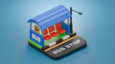 Bus Stop 3d 3dart 3dartist 3ddesign blender blender3d bus busstop design