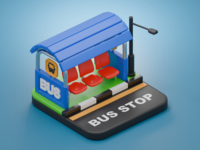 Bus Stop 3d 3dart 3dartist 3ddesign blender blender3d bus busstop design