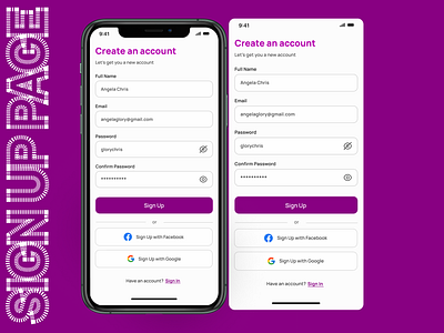 Sign Up Page app design daily ui dailyui mobile app design product design sign up page uiux
