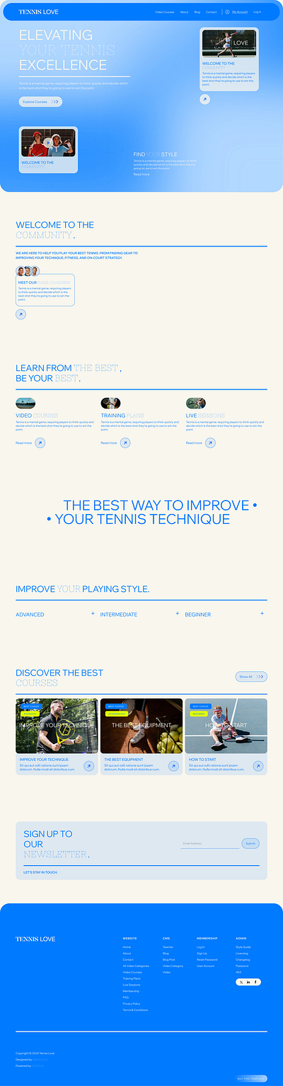 Tennis Coaching landing page Web Design