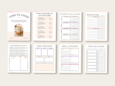 ADHD Planner Design canva design canva template design planner journal design planner design planner template worksheet design