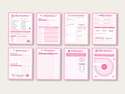 Pink Manifestation Planner canva design canva designer custom planner design habit tracker pink design pink planner planner design planner designer