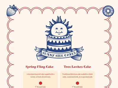 Sunny Side Cakes Menu cake graphic design logo menu tattoo traditional vintage