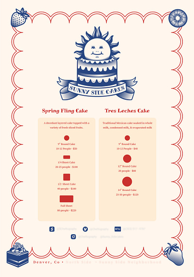 Sunny Side Cakes Menu cake graphic design logo menu tattoo traditional vintage