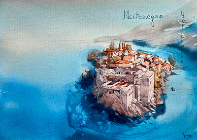 Montenegro architectural illustration illustration watercolor watercolor illustration