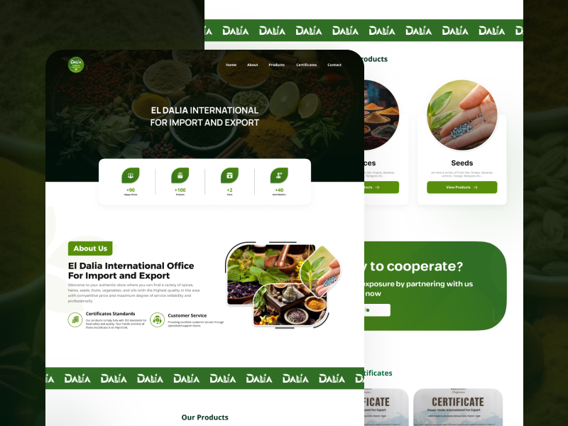 Landing Page - EL Dalia International Company agriculture graphic design herbs landing page logo seeds spices ui user experience user interface ux