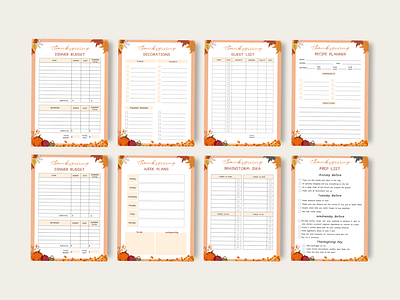 Thanksgiving Planner canva design canva designer design ebook design illustration infographic journal design planner design ui workbook design