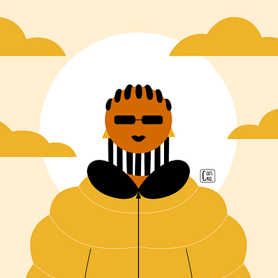 Yellow vibes character design illustration sun vector illustration