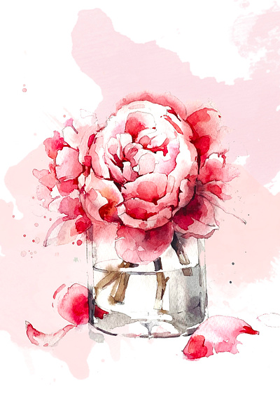 Vase with peonies botanikal illustration fashion sketch flower illustration watercolor watercolor illustration