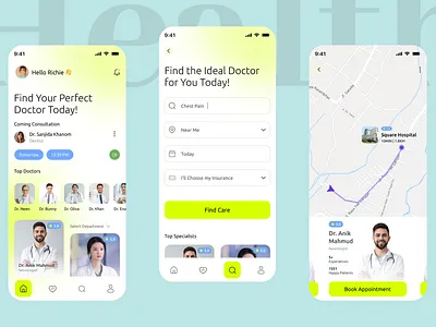 Health Care App UI/UX Design app uiux health healthcare hospital htech medical medicine pharmacy uiux design
