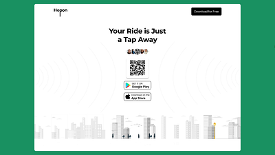 Hopon- Taxi App Download Hub/Landing Page animation illustration landing page minimal minimalistic product design rideshare taxi uber uiux visual design