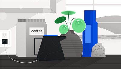 Coffee setup design illustration plants