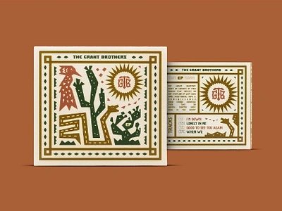 The Grant Brothers EP Artwork 2024 aesthetic album art artwork bird cactus collage cover creative desert design folk art illustration logo snake southwest design typography vector