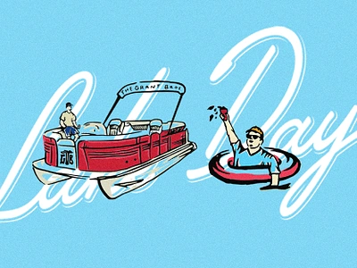 TGB "Lake Day" Artwork boat branding bright colorful country music cover art creative graphic design illustration logo design procreate script summer type design typography vibrant