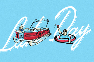 TGB "Lake Day" Artwork boat branding bright colorful country music cover art creative graphic design illustration logo design procreate script summer type design typography vibrant