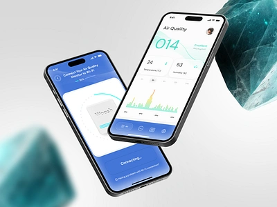 Air Quality Monitor App air analytics air filter air monitoring air pollution air quaility air quaility management charts connecting air filter data data visualisation home management installing filter minimal app design minimal ui pollution monitoring smart home