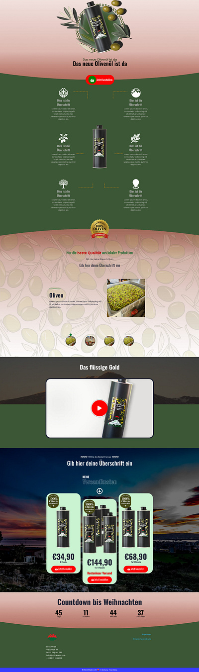 Bocca Verde Landing Page - the new Olive Oil graphic design landing page web design