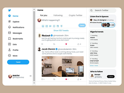 Twitter Redesign comment feed instagram like linkedin media navigation post profile redesign social social feed social media social media ui tweet twitter twitter redesign website design x redesign x.com