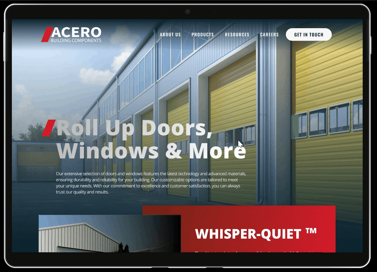 ACERO - Rollup doors, windows and more figma intraction design online shop uiux design website building website design