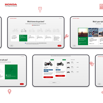 Honda Bikes Help Me Choose bikes help me choose tool honda motorbike ui ux website website design