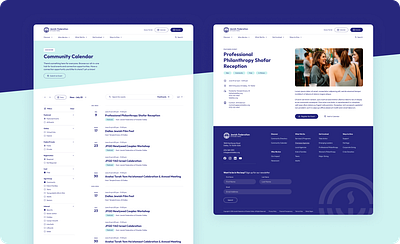 The Jewish Federation of Greater Dallas: community calendar agency branding calendar design dropdown events page figma graphic design navigation search ui website