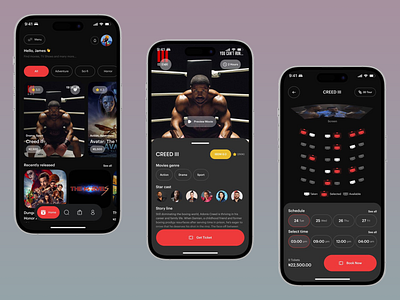 Cinema App Design android animation app cast cinema design filmography ios mobile mobile app movie movie player movie search netflix online tv tv ui ui ux ux video