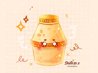 Bebidas Milk - Cafe by sailizv.v adorable adorable lovely artwork concept creative cute art design digitalart illustration