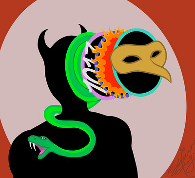 his ego art cartoon depth ego illustration man mask procreate snake soul