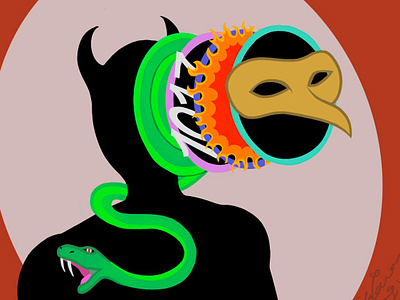 his ego art cartoon depth ego illustration man mask procreate snake soul