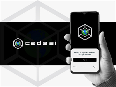 Cade Ai for tech startup branding code defi earth inside a tesseract globe logo icon logo logodesign logos mark minimalist logo modern logo platform saas simple logo software tech logo tesseract logo visual identity web3