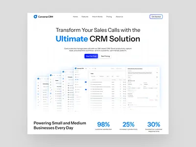 Converse CRM - Landing Page appdesign branding cleandesign crm figma landingpage saas ui uiux web webapp