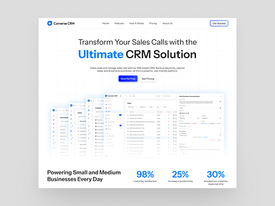 Converse CRM - Landing Page appdesign branding cleandesign crm figma landingpage saas ui uiux web webapp