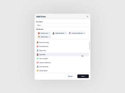 Add Crew Pop Up - Solar Construction add users avatar clean ui construction crew crm design management minimal pop up saas solar solar management system ui design user management