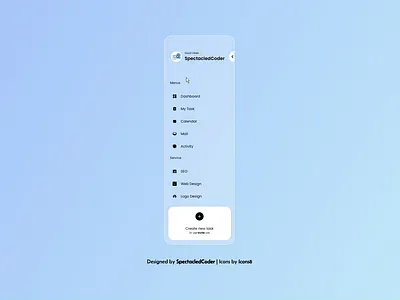 Blurred Side Navigation Bar animation blurred sidebar design glass sidebar glassmorphism navbar left navigation navigation bar side bar side nav side navigation side navigation bar sidebar glass sidebar menu sidebar navigation sidenav spectacledcoder ui ux