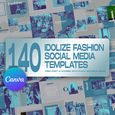 140 Idolize Fashion Social Media Templates canva template fashion fashion business fashion ecommerce graphic design instagram feed instagram post template instagram stories template social media banner social media kit social media pack social media templates