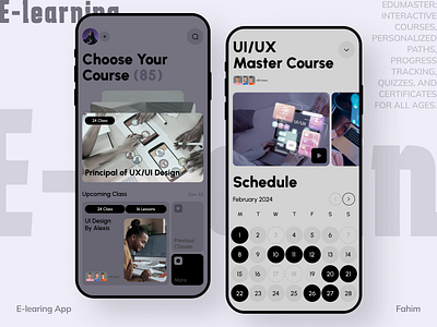 E-learning App app app design course app e learing app e learning edtech education app educational platform fahim learning learning app learning platform mobile app mobile app design online class online course online learning study app ui uiux
