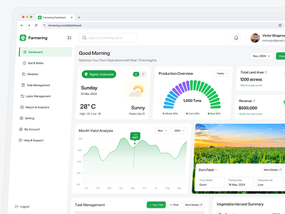 Farmering - Agriculture Information Dashboard agricultural agriculture analytics analytics dashboard branding dashboard design desktop app farmer farmering information dashboard saas saas branding saas dashboard saas information dashboard typography ui ui ux design ux website