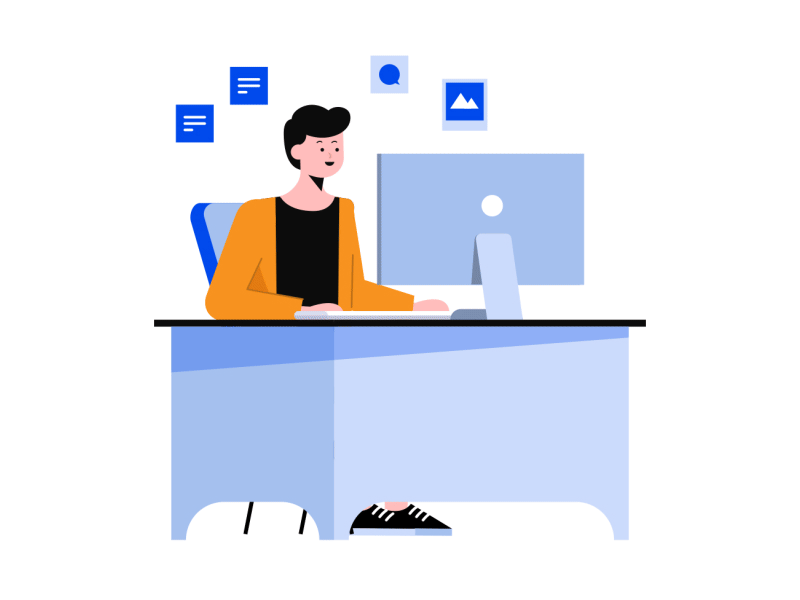 Online Work Animation animation design freelancer graphic design illustration lottie motion graphics office work online online collaboration online productivity online teamwork online work productivity remote work ui work work from home working working online