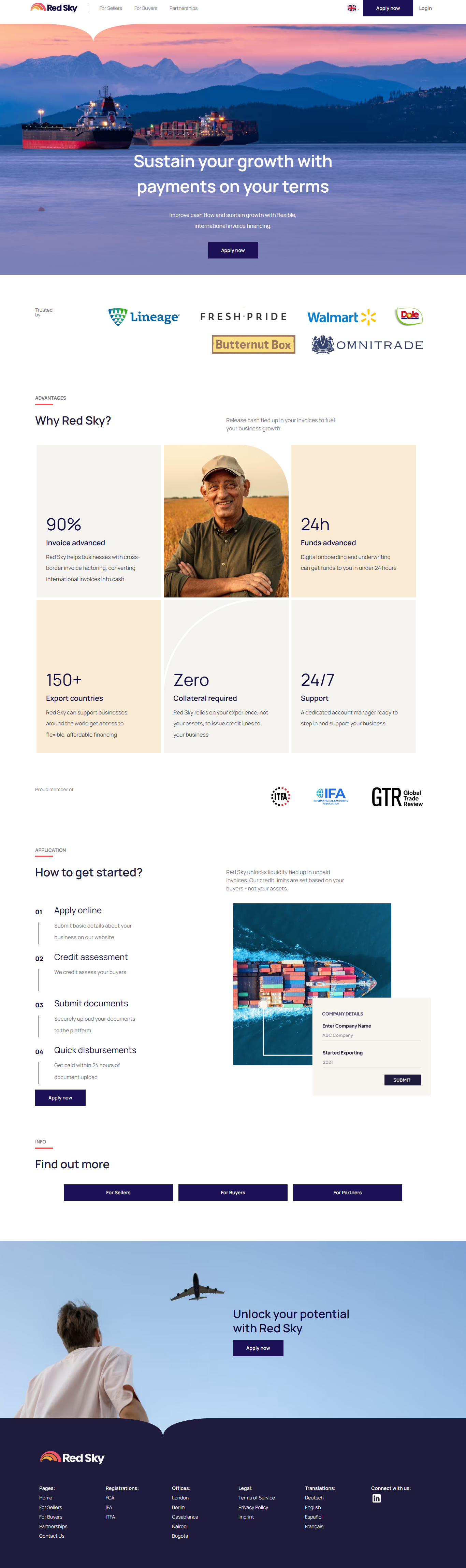 Redsky.io landing page redesign 3d animation app branding buyers cargo design graphic design logo motion graphics redesign see company shipping company ui uiux user interface ux web design webpage redesign website
