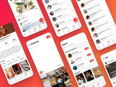 Social Media App Concept app chat create post design mobile profile social socialmedia ui ux