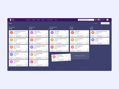 Stadium - Concept Web App adobexd crm dashboard kanban lead management ui web app xd